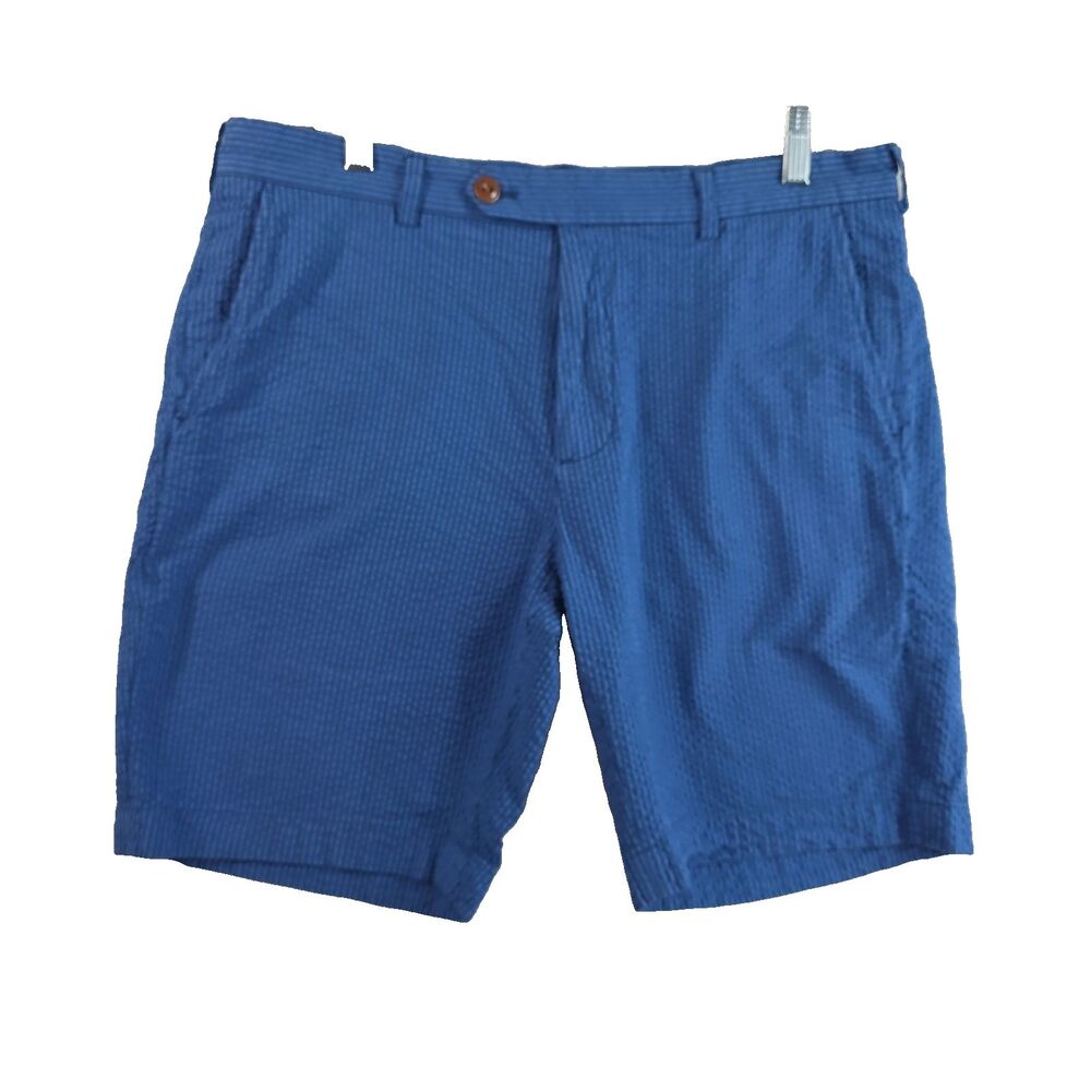 Brooks Brothers Genuine Seersucker Shorts Blue/Blue Stripe Size W34 L9 Cotton